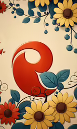 a colorful painting of a letter s with flowers and leaves