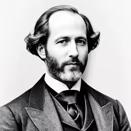 a black and white image of a man in a suit