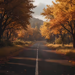 a paved road with some trees in the background