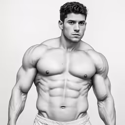 a man posing with his big breast and his no shirt on