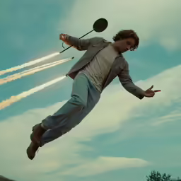 an excited man is flipping his hat as smoke emitting out of the air