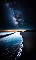a long exposure photograph of the sky over a beach