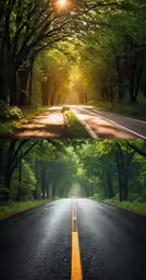 the same picture, one shows a country road and another shows a street