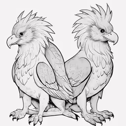two birds on white background drawing
