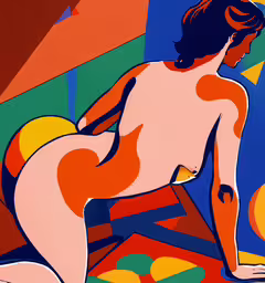 a painting with a nude woman sitting on a bench,a painting of a nude woman wearing a towel