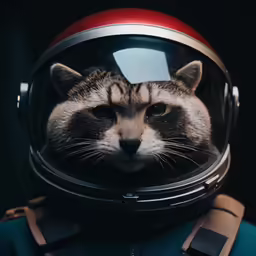 a close up of a person wearing a helmet and cat