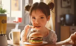 a beautiful woman sitting at a table with a plate of food in front of her