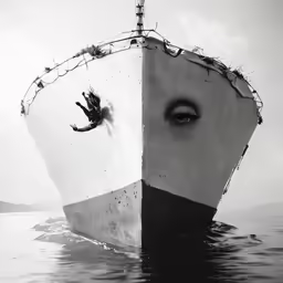 a large ship that is floating in the ocean