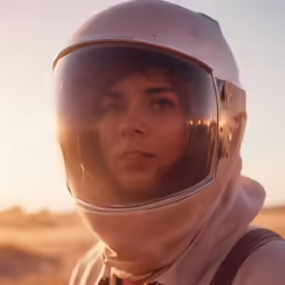 a woman wearing a space suit and goggles
