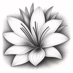 a drawing of a white flower in black and white,the drawing is in black and white, the flower is the most attractive