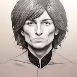 the man in the hat is drawing with pencil