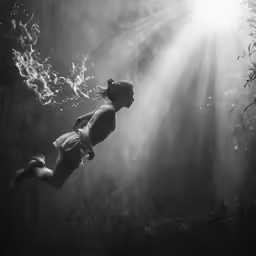a young woman diving in the deep water