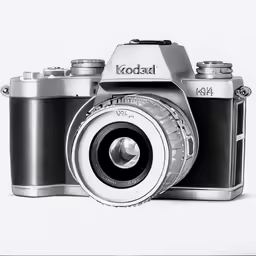 a black and white photo of a camera