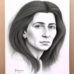 pencil drawing of julia silver as a woman in grey dress,this is a drawing of a female with black hair,the drawing is by a young woman with long hair,a drawing of a woman with long hair and big eyes,a black and white drawing of a woman with long hair