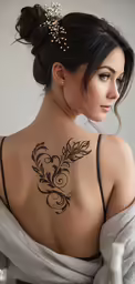 a beautiful woman with a tattoo on her back