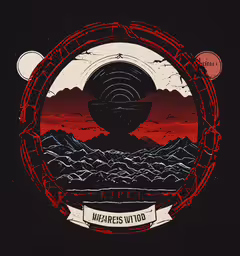 an illustration is shown with a red border in the middle,the cover art for the album, heaven takens up too