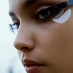 closeup of eye with contact contact on the side