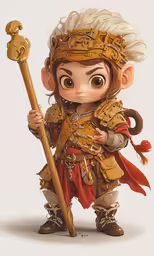 a digital illustration of an elf with a staff