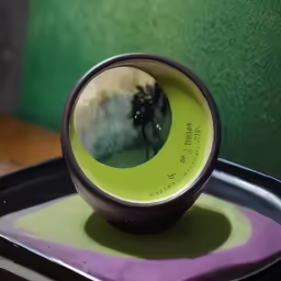 there is a plate that has some type of reflection in it