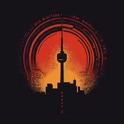 a stylized photo shows the sydney skyline in orange