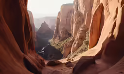 the canyon is surrounded by a high cliff