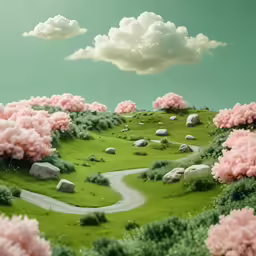 a very pretty and cute landscape with sheep