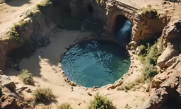 an image of an aerial view of the pool in the desert