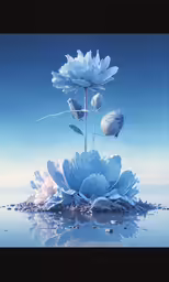 a vase with flowers floating on water