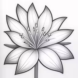 a drawing of a lotus flower on a white background,black and white lotus flower drawing on a paper