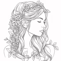 a girl with flowers in her hair