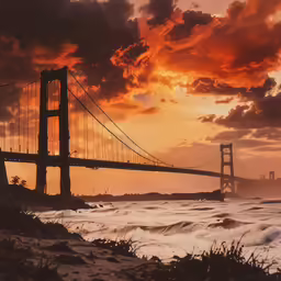 a photo of the golden gate bridge from the beach