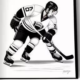 a drawing of a player with the la kings,this is a pencil drawing of a hockey player