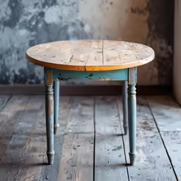 a wooden table sitting on top of a hard wood floor