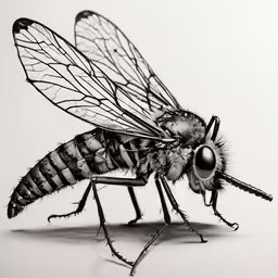 a black and white photo of a bee