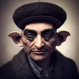 a portrait of a man in elf makeup