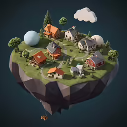 an island is seen with many small houses