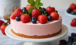 there is a cake with many berries on it