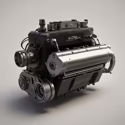 the engine of a car on a gray background