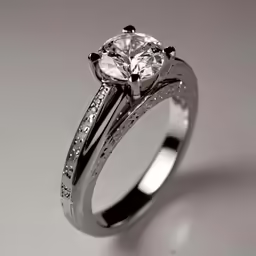 a round brilliant engagement ring with pave diamonds on it