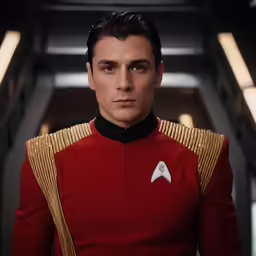 this man is in red clothes in a sci - fior