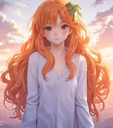 the anime is a very pretty lady with long red hair