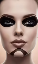 a young woman with makeup and an odd shaped nose