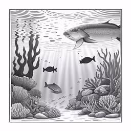 an illustration of fish swimming in the ocean