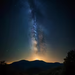 a very long exposure photo of a view of the milky
