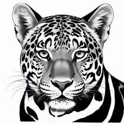 a black and white drawing of a jaguar