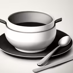 two dishes with spoons on a black plate