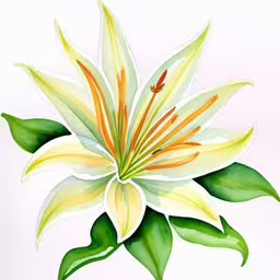 a watercolor drawing of a flower on a white paper