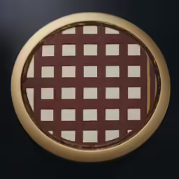the fabric is pressed into the front of the circular shape