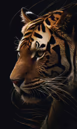 a large tiger with black stripes and orange
