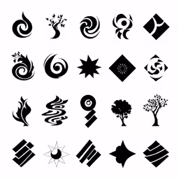 an abstract background with black silhouettes and some sort of design elements
